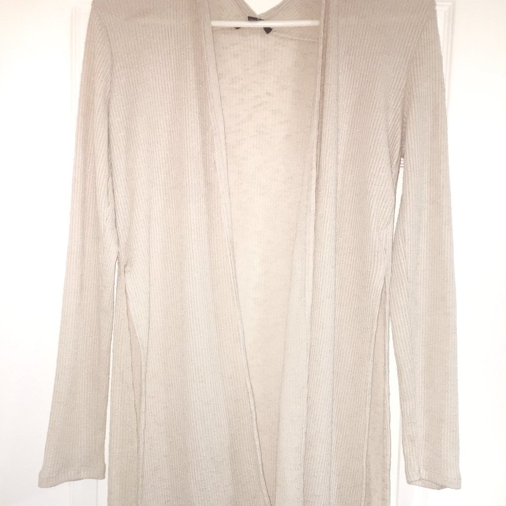 Ambiance Side Split Longline Cream Cardigan Size S